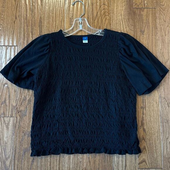 Old Navy black smocked ruffle sleeve top size M - Picture 7 of 9